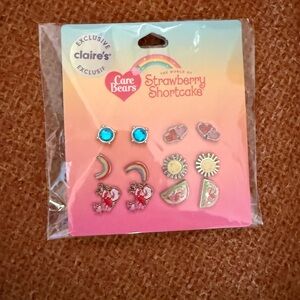 Care Bears Strawberry Shortcake Earring Set - Turquoise, Pink, Gold